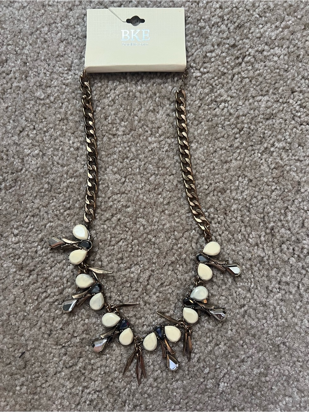 Buckle Ivory and Bronze Teardrop Statement Necklace